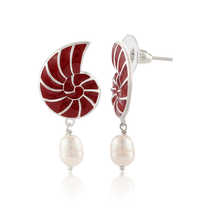 Fractals In Nature Coral Infinity Pearl Drop Earrings | SHOBITAM