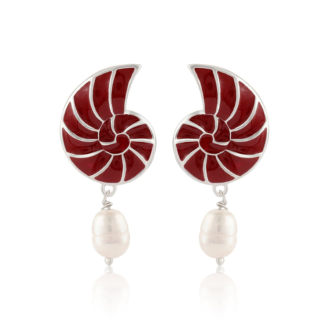 Fractals In Nature Coral Infinity Pearl Drop Earrings | SHOBITAM