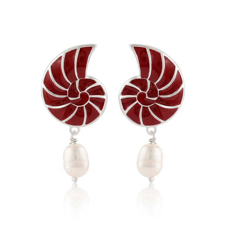 Fractals In Nature Coral Infinity Pearl Drop Earrings | SHOBITAM