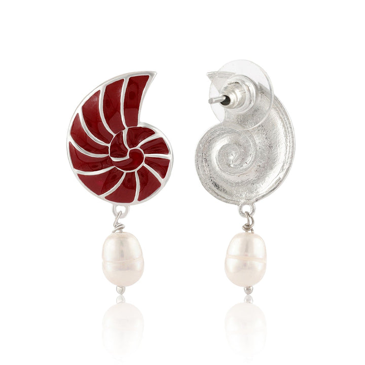 Fractals In Nature Coral Infinity Pearl Drop Earrings | SHOBITAM