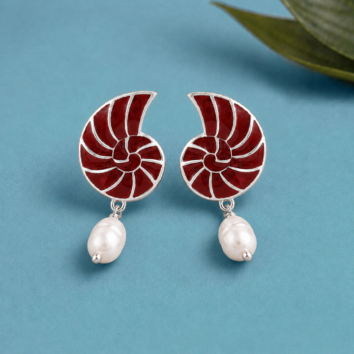 Fractals In Nature Coral Infinity Pearl Drop Earrings | SHOBITAM
