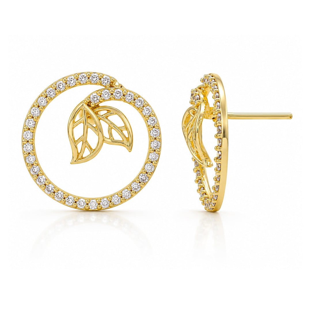 Leafy Affair Verdelle Halo Stud Earrings  | SHOBITAM