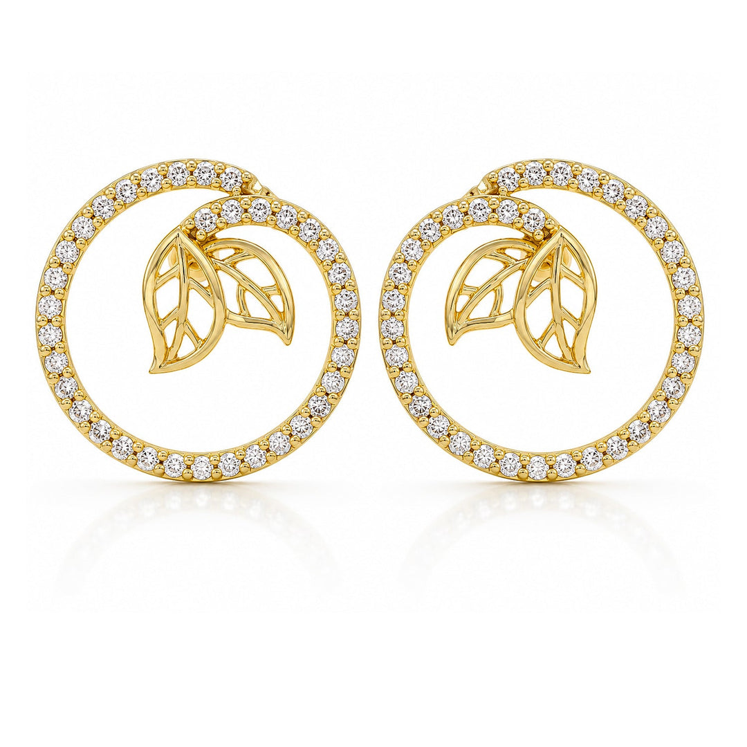 Leafy Affair Verdelle Halo Stud Earrings  | SHOBITAM