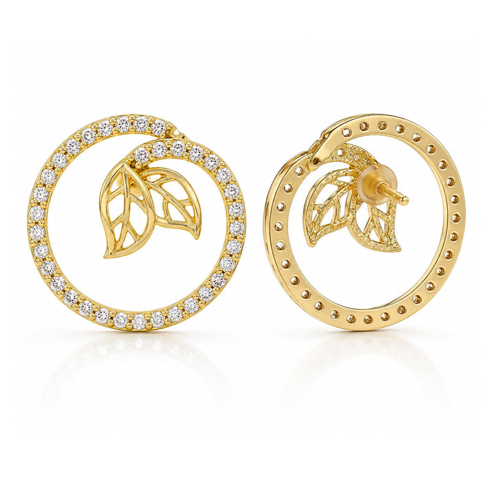 Leafy Affair Verdelle Halo Stud Earrings  | SHOBITAM
