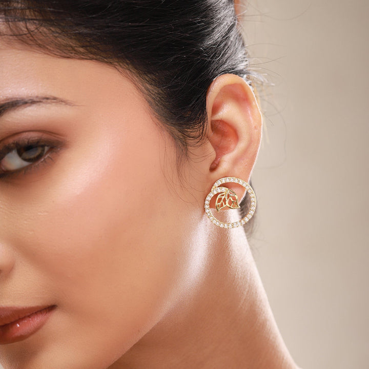 Leafy Affair Verdelle Halo Stud Earrings  | SHOBITAM