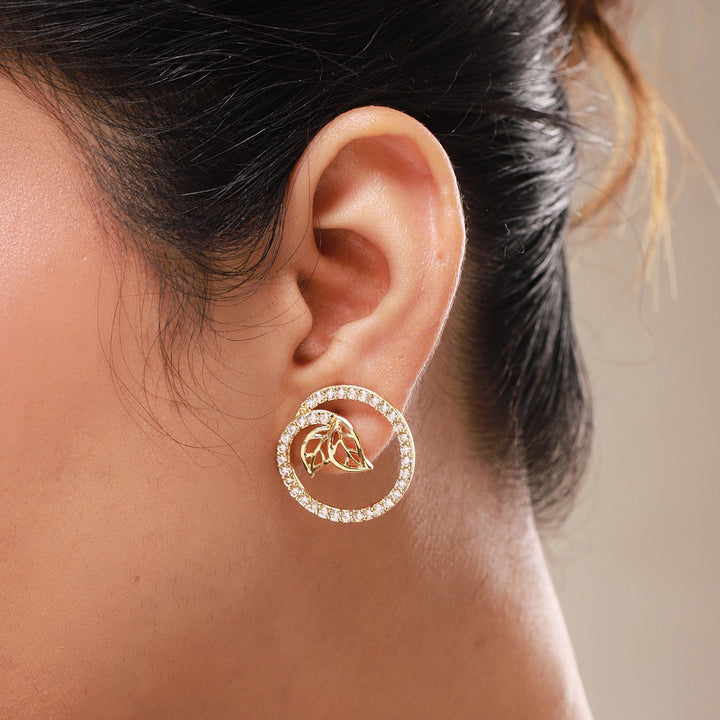 Leafy Affair Verdelle Halo Stud Earrings  | SHOBITAM