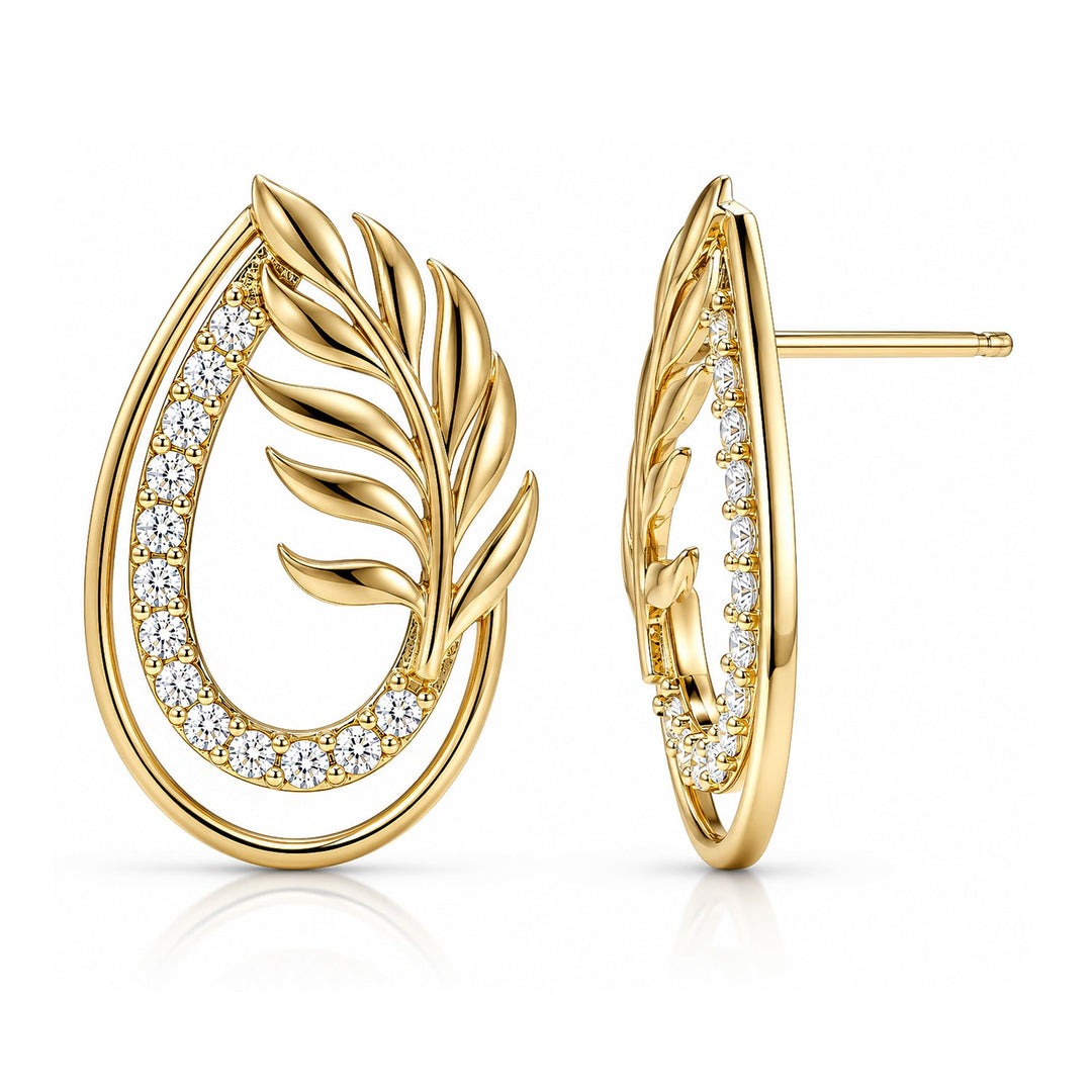 Leafy Affair Florielle Gleam Stud Earrings  | SHOBITAM