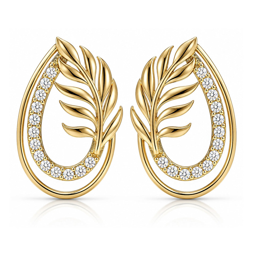 Leafy Affair Florielle Gleam Stud Earrings  | SHOBITAM