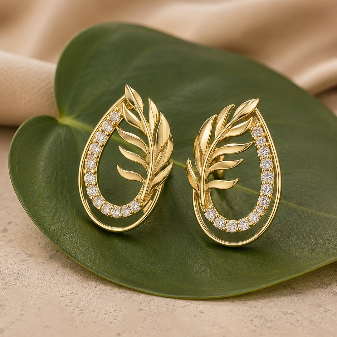 Leafy Affair Florielle Gleam Stud Earrings  | SHOBITAM