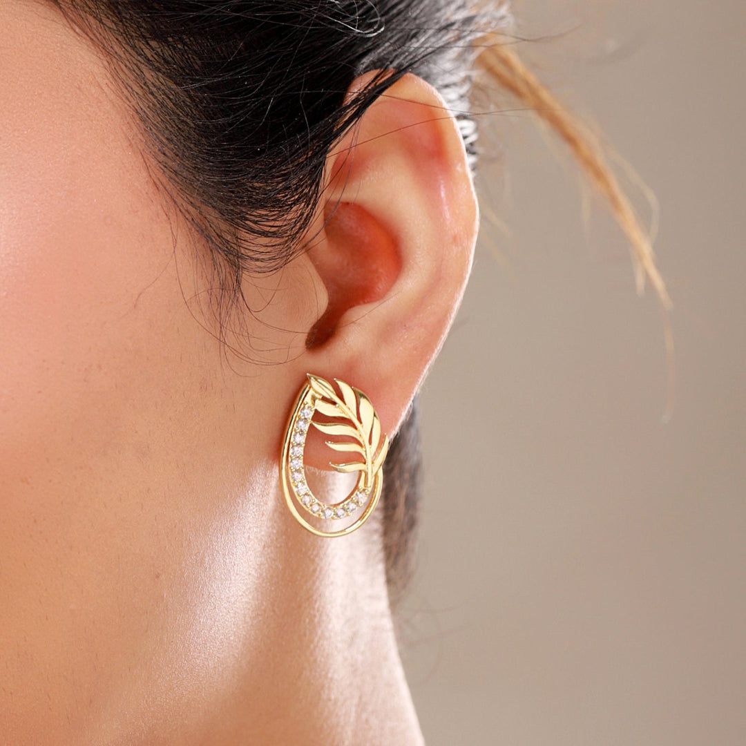 Leafy Affair Florielle Gleam Stud Earrings  | SHOBITAM