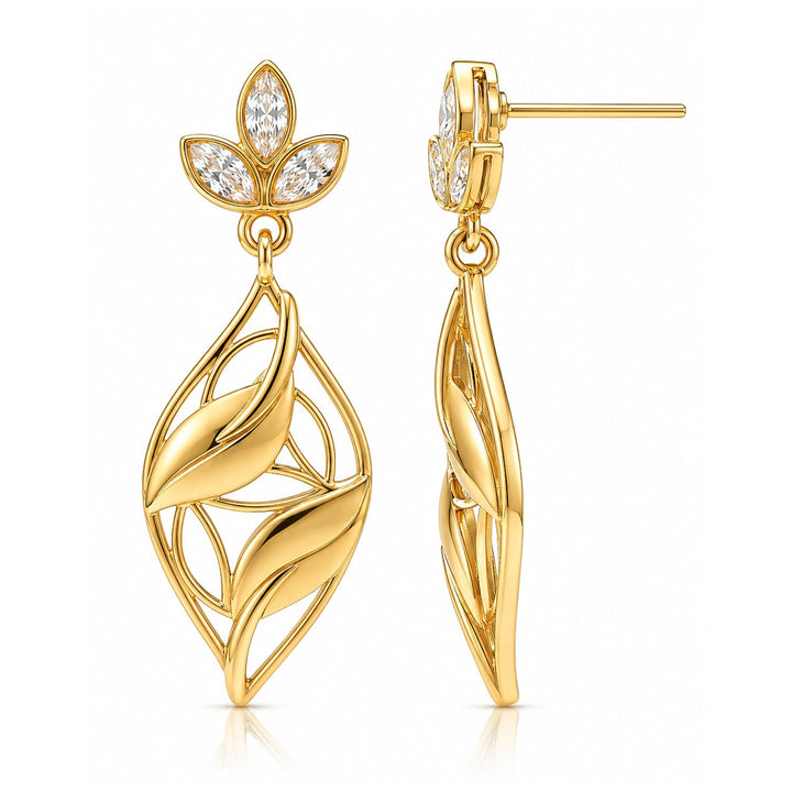 Leafy Affair Virelle Twist Dangle Earrings  | SHOBITAM