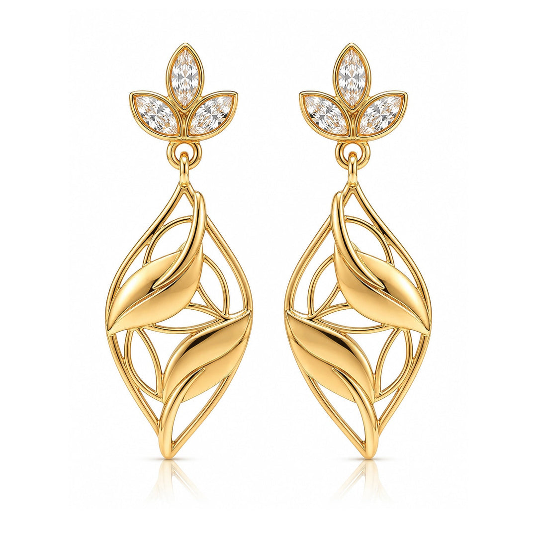 Leafy Affair Virelle Twist Dangle Earrings  | SHOBITAM