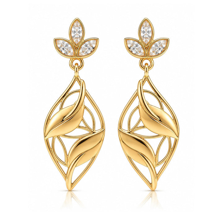 Leafy Affair Virelle Twist Dangle Earrings  | SHOBITAM