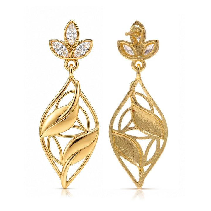 Leafy Affair Virelle Twist Dangle Earrings  | SHOBITAM