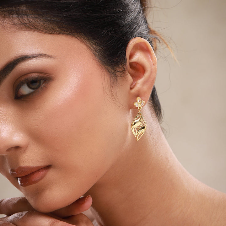 Leafy Affair Virelle Twist Dangle Earrings  | SHOBITAM