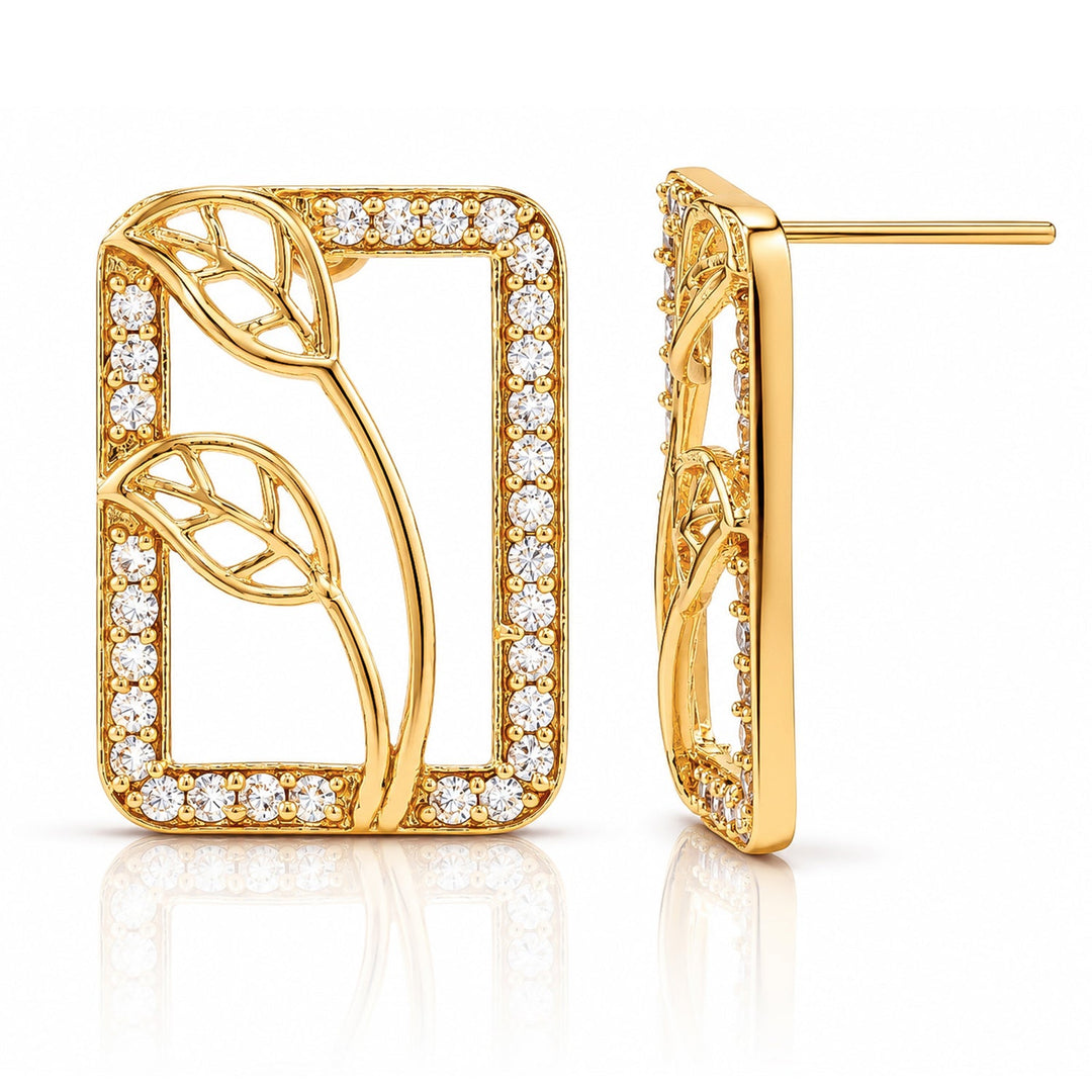 Leafy Affair Verdique Frame Stud Earrings  | SHOBITAM