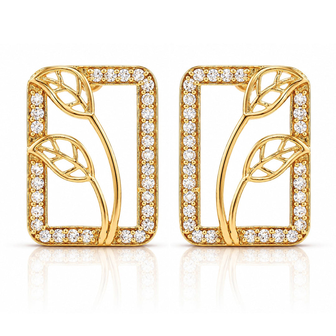 Leafy Affair Verdique Frame Stud Earrings  | SHOBITAM