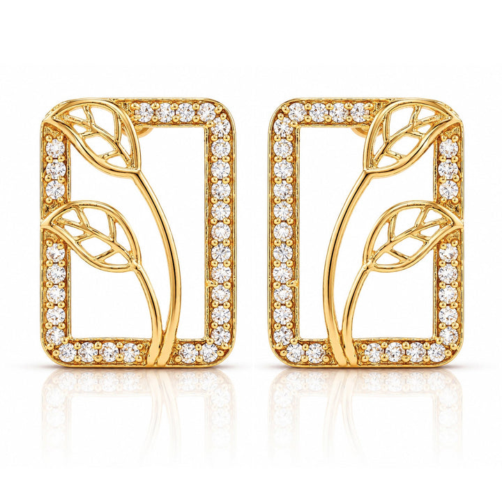 Leafy Affair Verdique Frame Stud Earrings  | SHOBITAM