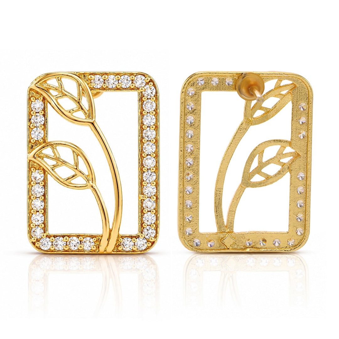 Leafy Affair Verdique Frame Stud Earrings  | SHOBITAM