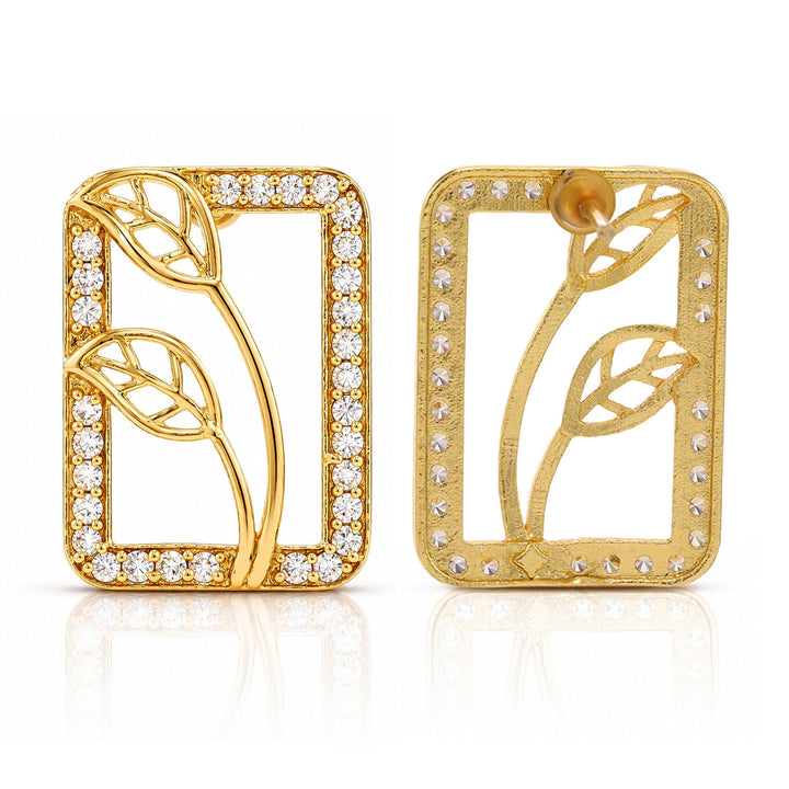 Leafy Affair Verdique Frame Stud Earrings  | SHOBITAM