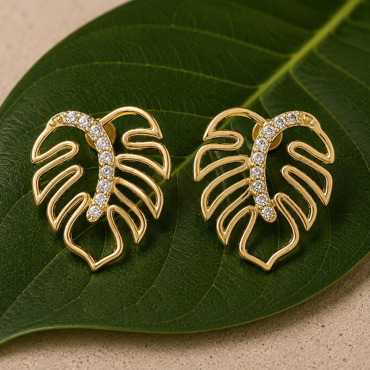 Leafy Affair Tropelle Leaf Stud Earrings  | SHOBITAM