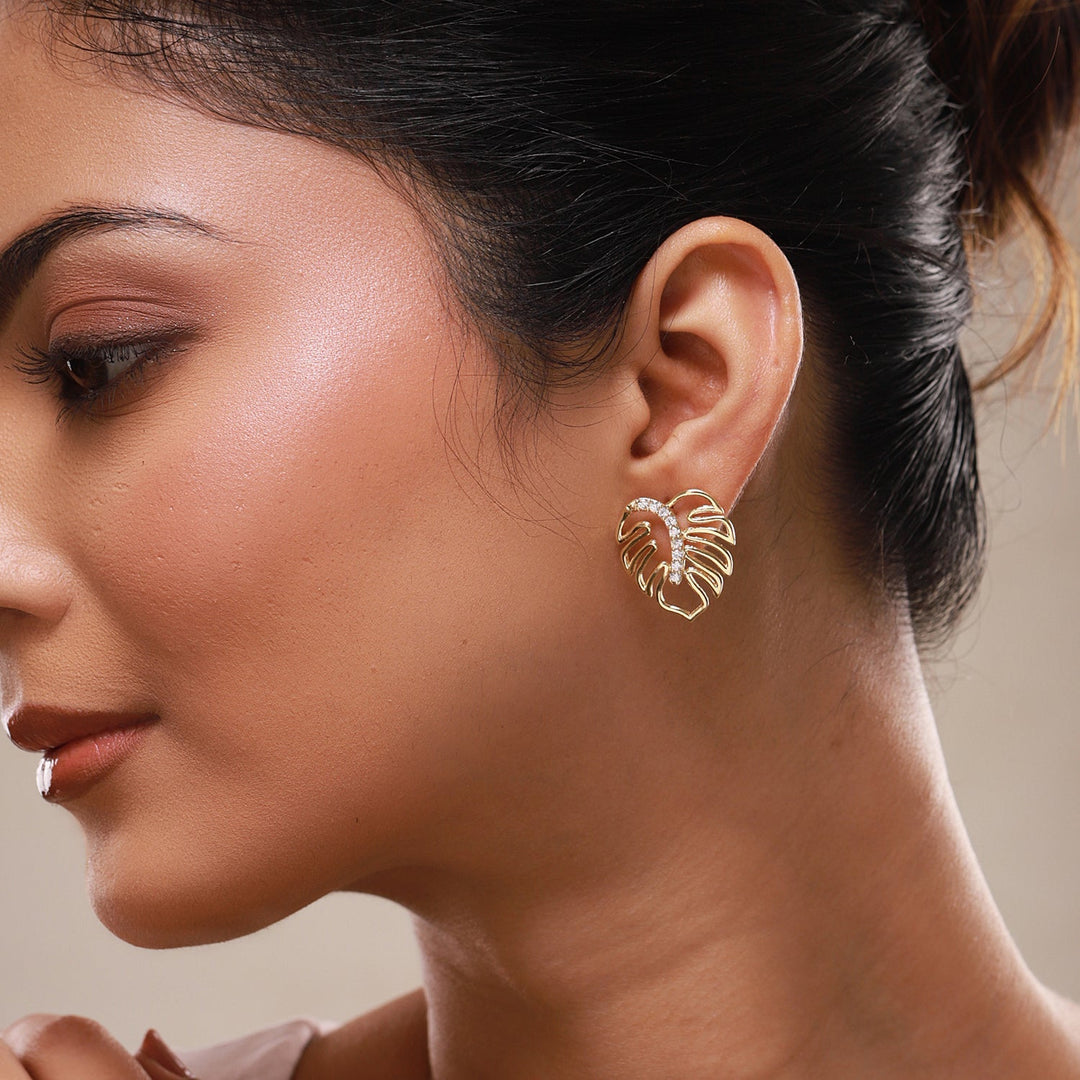 Leafy Affair Tropelle Leaf Stud Earrings  | SHOBITAM