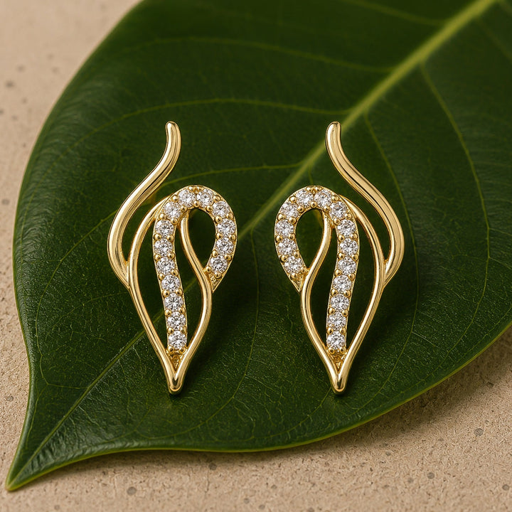 Leafy Affair Elora Curve Stud Earrings  | SHOBITAM