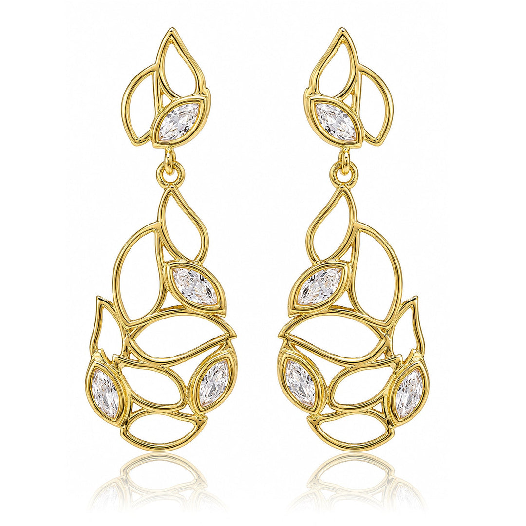 Leafy Affair Verdelle Lattice Dangle Earrings  | SHOBITAM