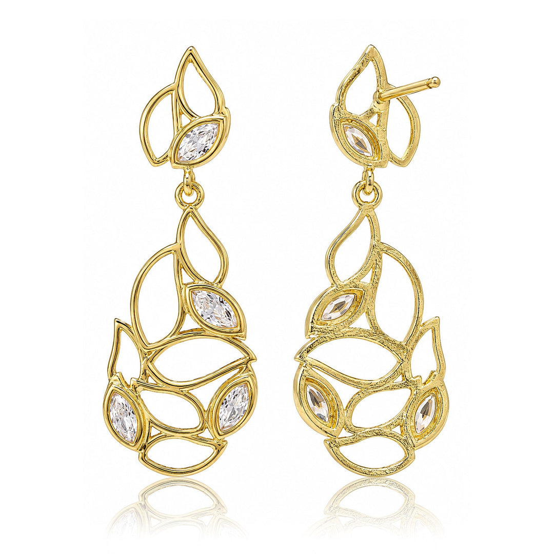 Leafy Affair Verdelle Lattice Dangle Earrings  | SHOBITAM