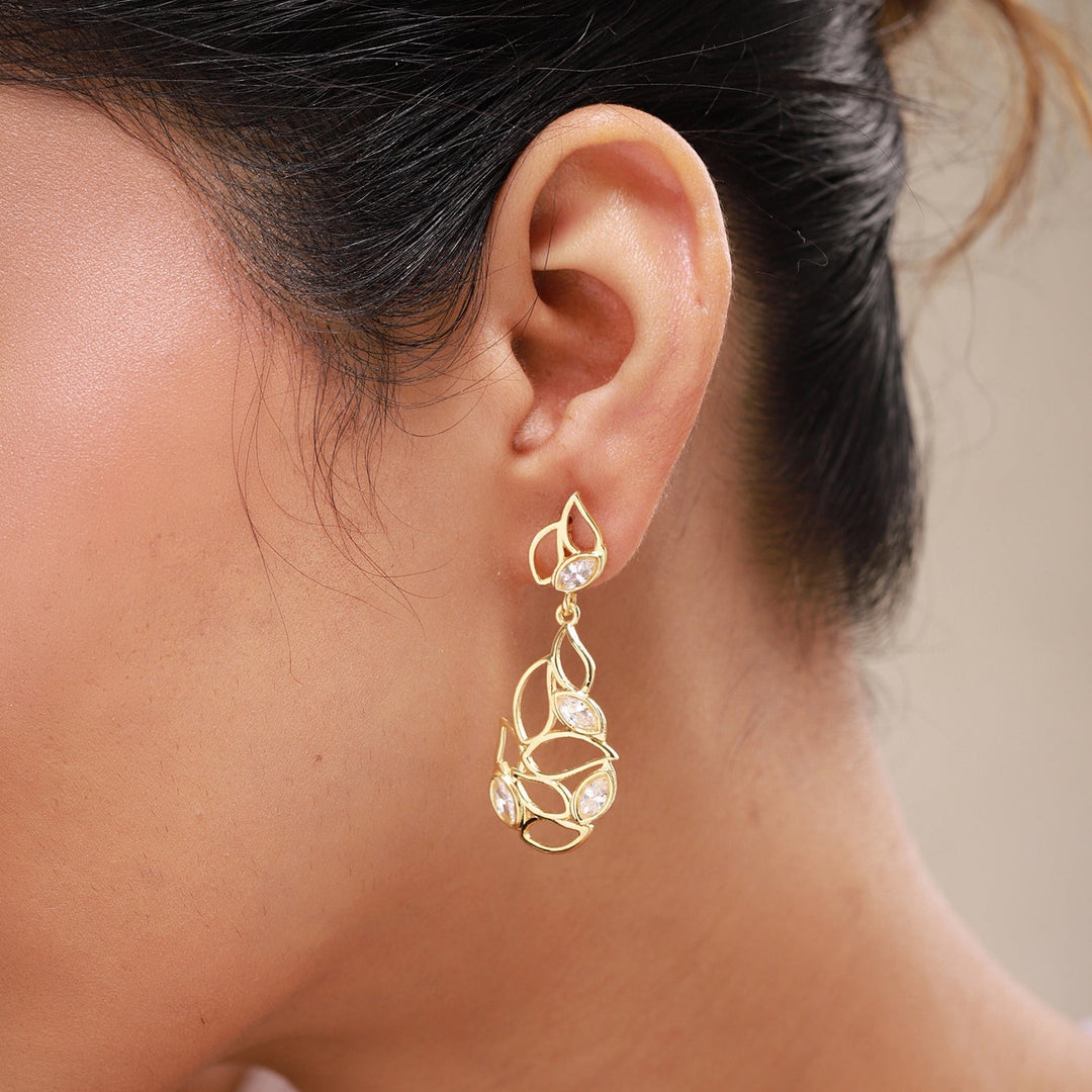Leafy Affair Verdelle Lattice Dangle Earrings  | SHOBITAM