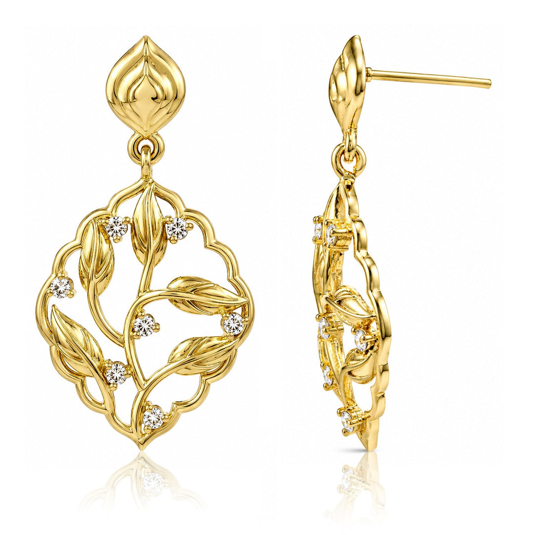 Leafy Affair Virena Bold Dangle Earrings  | SHOBITAM