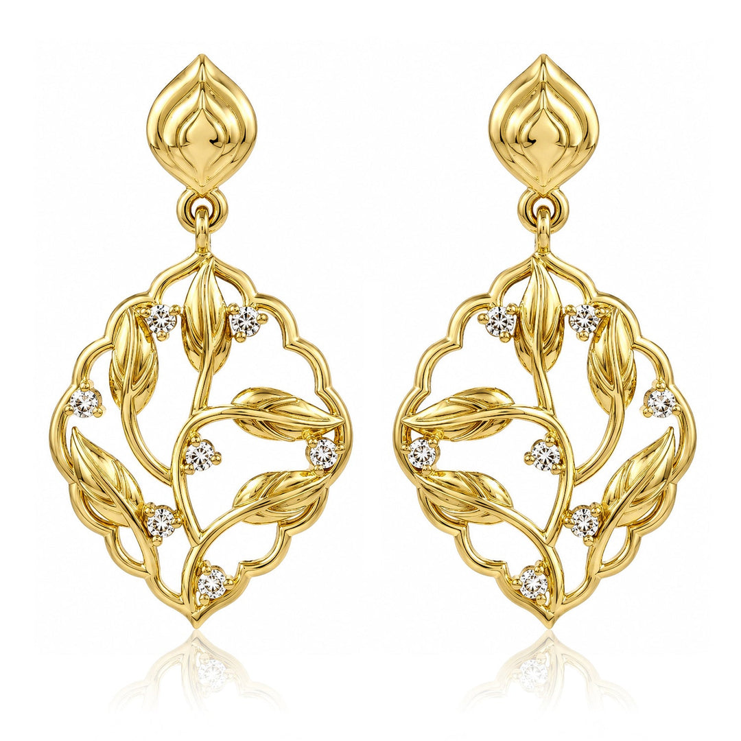 Leafy Affair Virena Bold Dangle Earrings  | SHOBITAM
