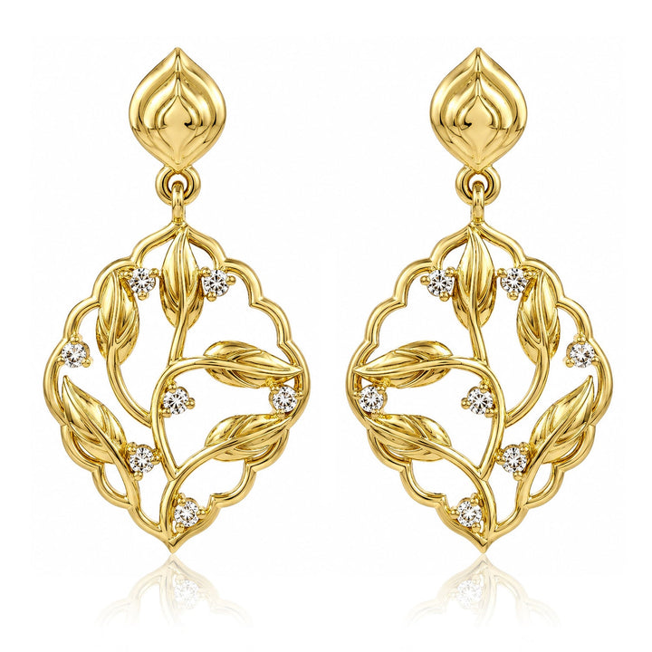 Leafy Affair Virena Bold Dangle Earrings  | SHOBITAM