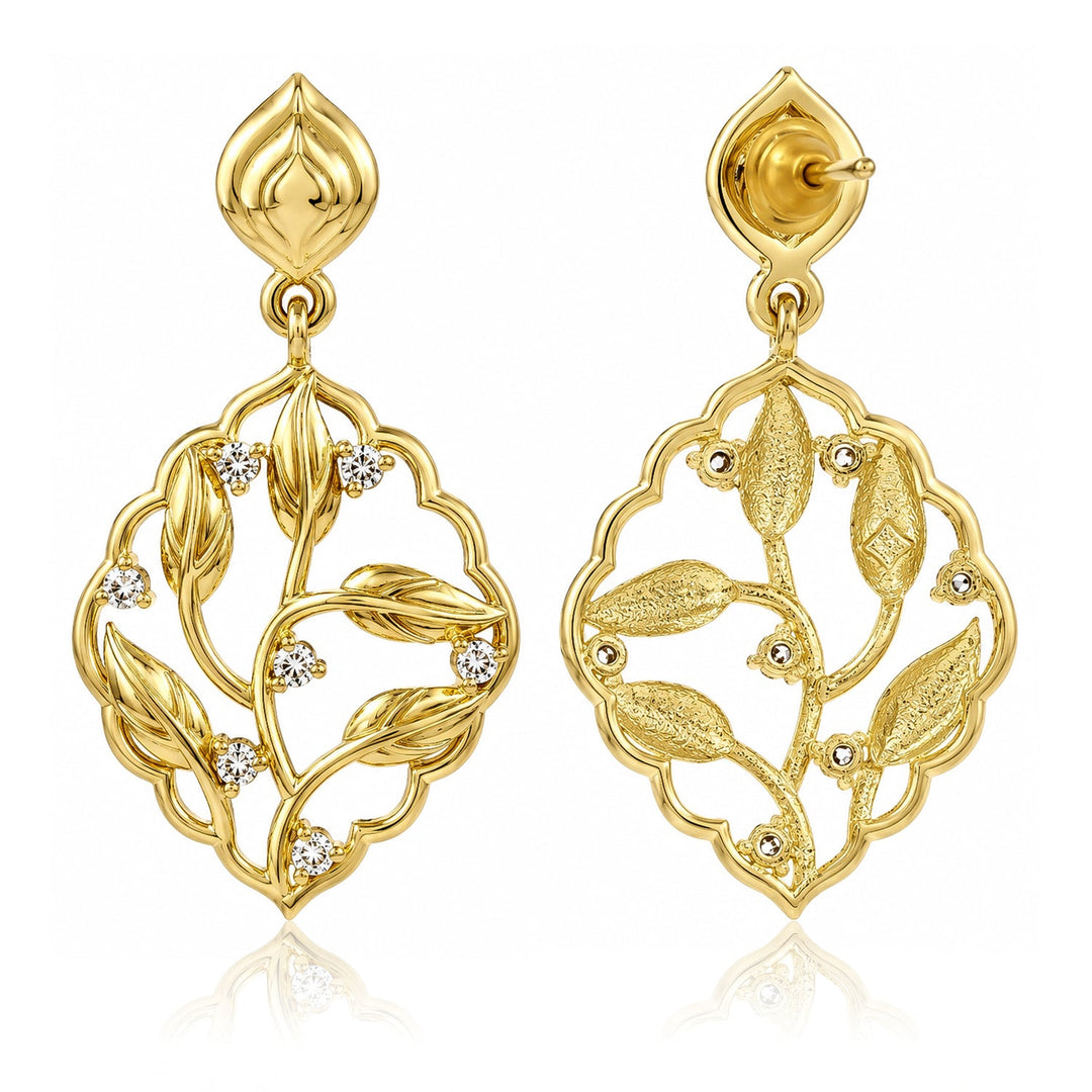 Leafy Affair Virena Bold Dangle Earrings  | SHOBITAM