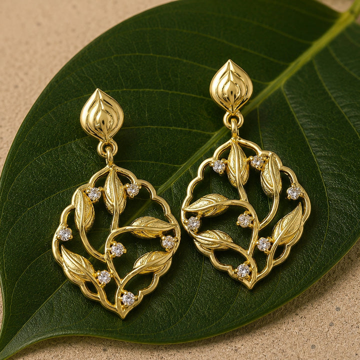 Leafy Affair Virena Bold Dangle Earrings  | SHOBITAM