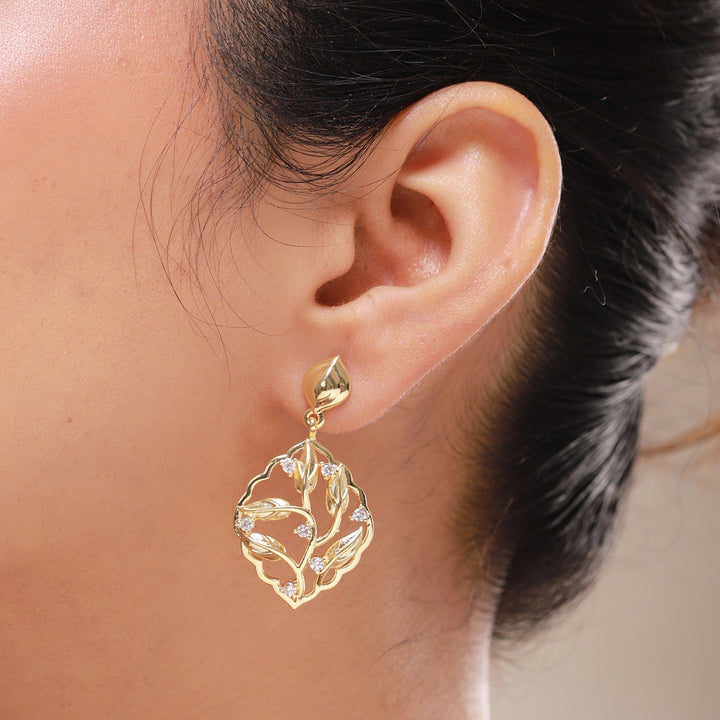 Leafy Affair Virena Bold Dangle Earrings  | SHOBITAM
