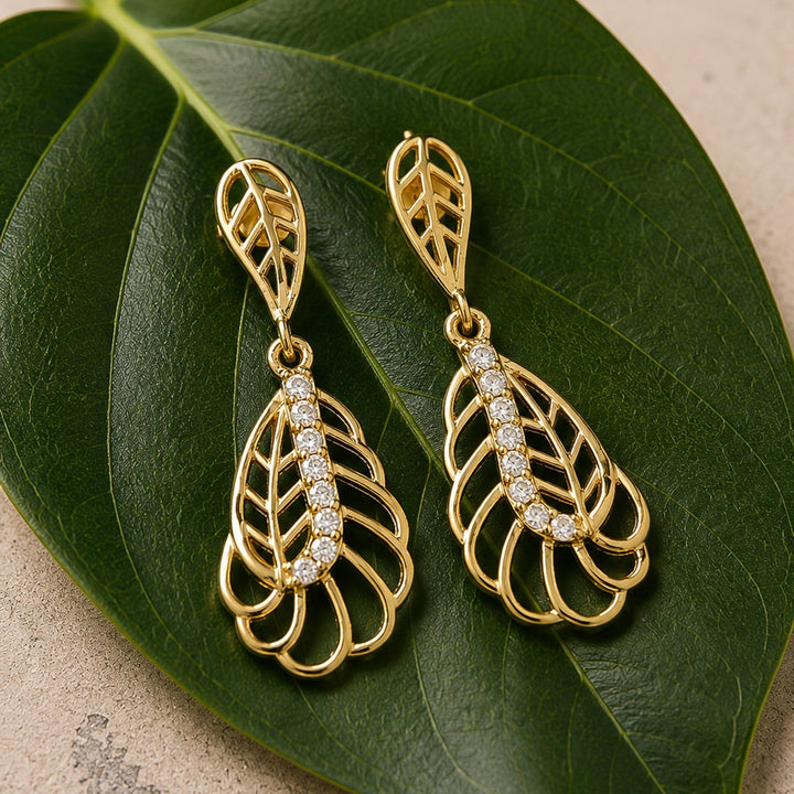 Leafy Affair Virelle Flow Dangle Earrings  | SHOBITAM