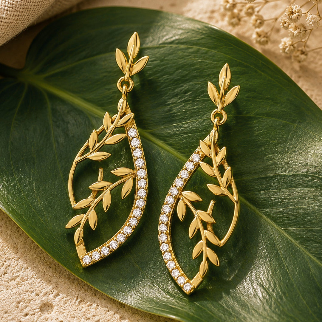 Leafy Affair Florielle Gleam Dangle Earrings  | SHOBITAM