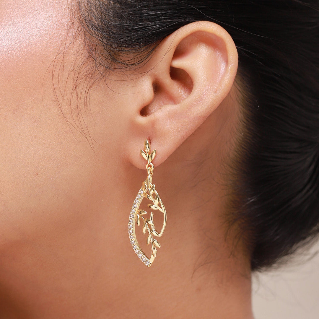Leafy Affair Florielle Gleam Dangle Earrings  | SHOBITAM