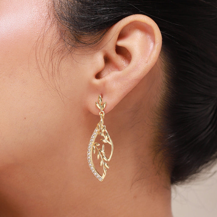 Leafy Affair Florielle Gleam Dangle Earrings  | SHOBITAM