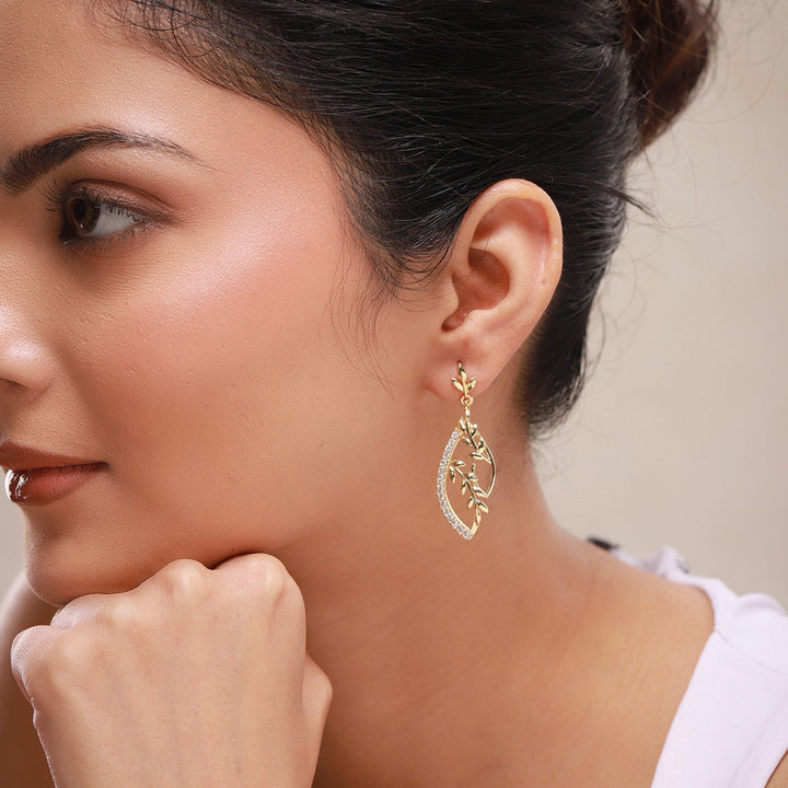 Leafy Affair Florielle Gleam Dangle Earrings  | SHOBITAM