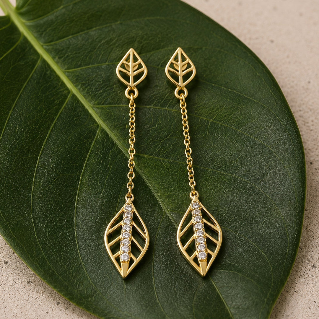 Leafy Affair Sylora Drop Dangle Earrings  | SHOBITAM