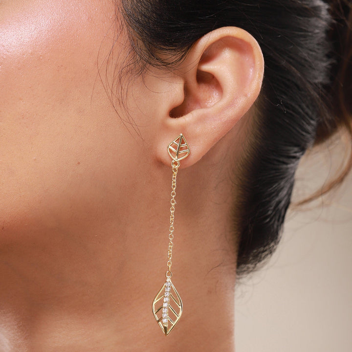 Leafy Affair Sylora Drop Dangle Earrings  | SHOBITAM