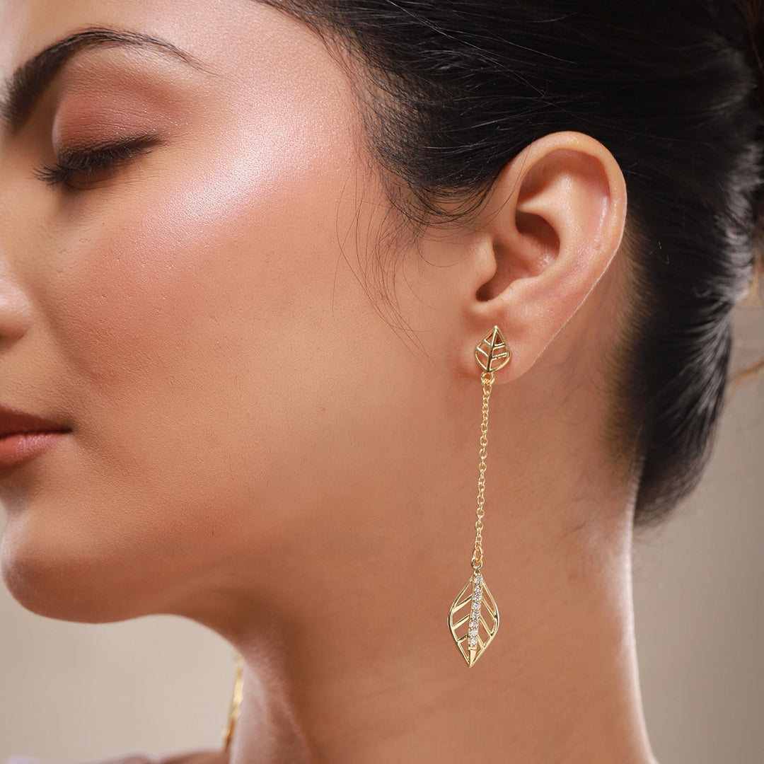 Leafy Affair Sylora Drop Dangle Earrings  | SHOBITAM