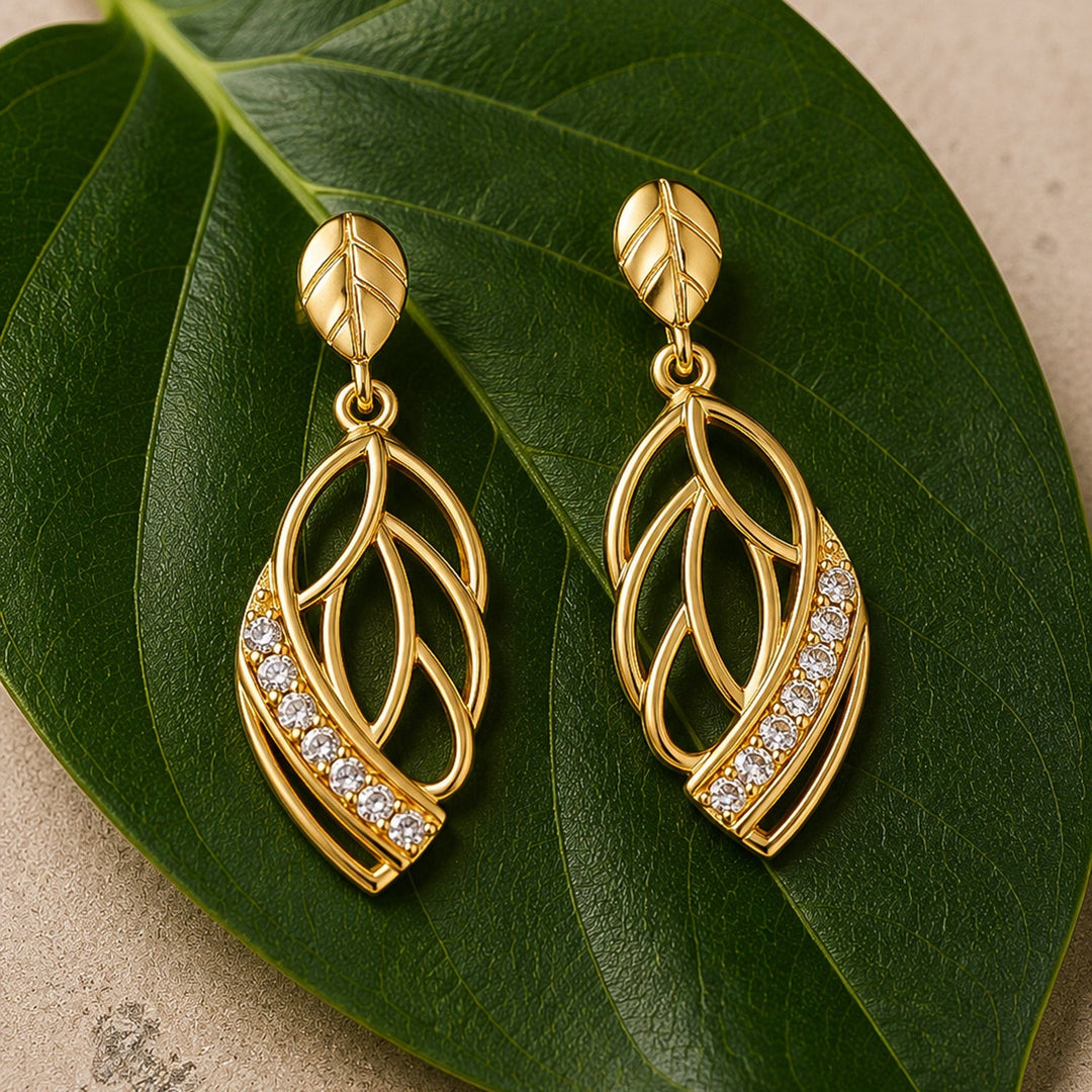 Leafy Affair Verdora Twist Dangle Earrings  | SHOBITAM