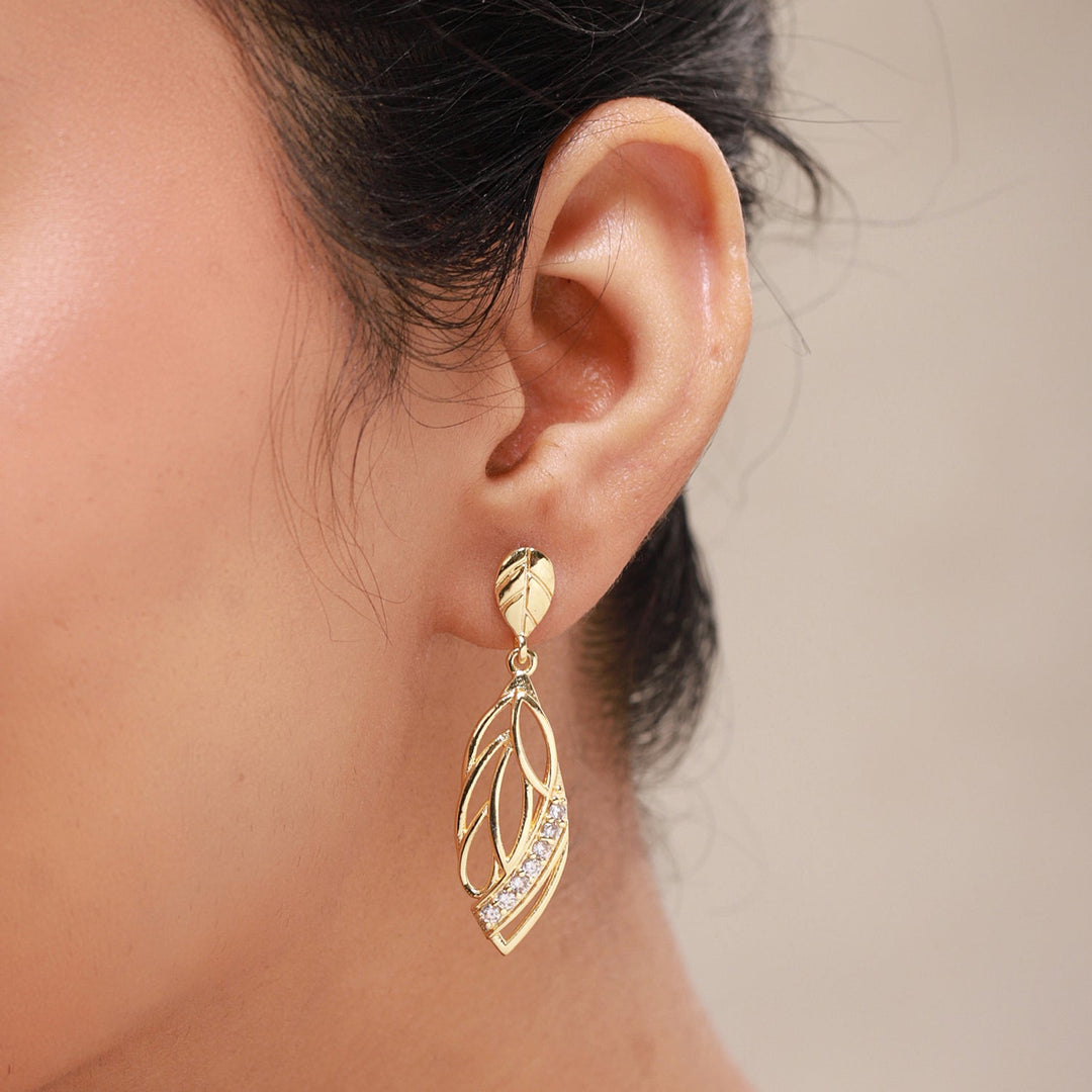 Leafy Affair Verdora Twist Dangle Earrings  | SHOBITAM