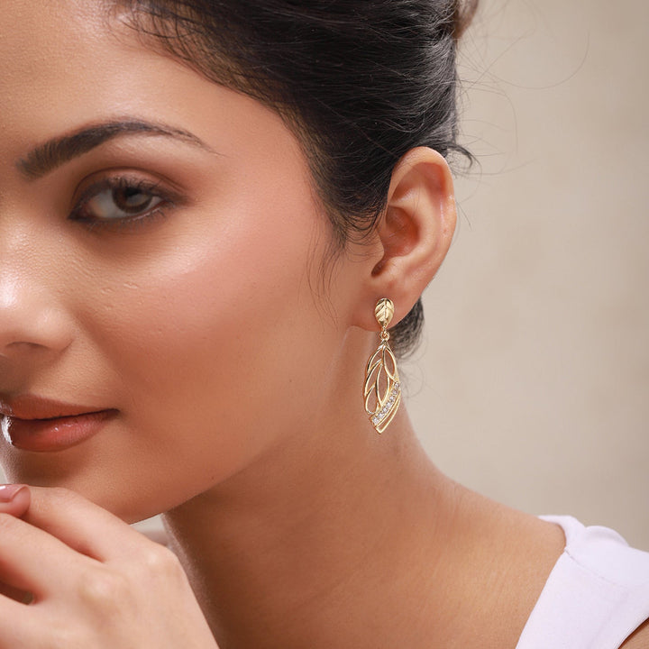 Leafy Affair Verdora Twist Dangle Earrings  | SHOBITAM