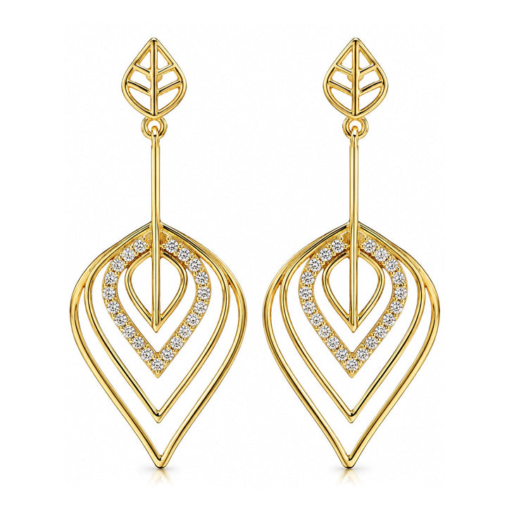Leafy Affair Radiant Drift Drops Dangle Earrings  | SHOBITAM