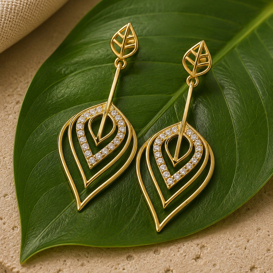 Leafy Affair Radiant Drift Drops Dangle Earrings  | SHOBITAM