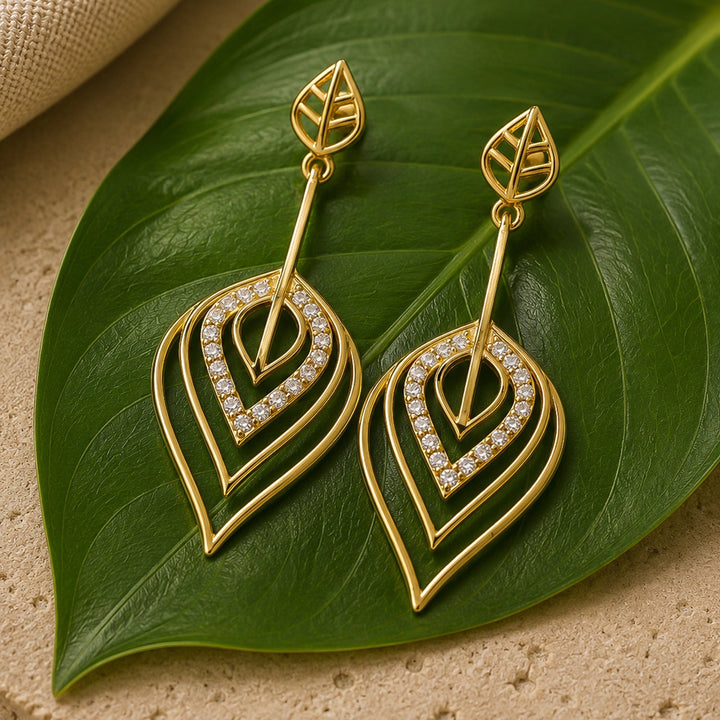 Leafy Affair Radiant Drift Drops Dangle Earrings  | SHOBITAM